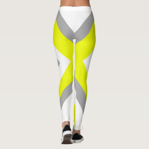 Legging Abstrato Art Yellow Cinza White