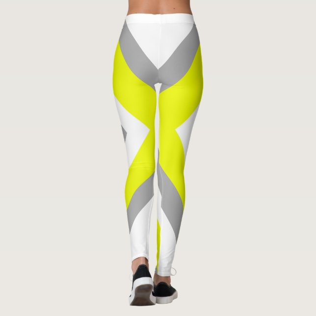 Legging Abstrato Art Yellow Cinza White (Verso)