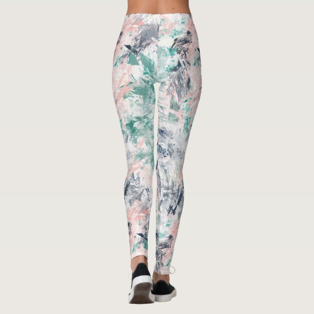 Legging Abstrato artístico Pastel Brush Stroke Patterno (Verso)