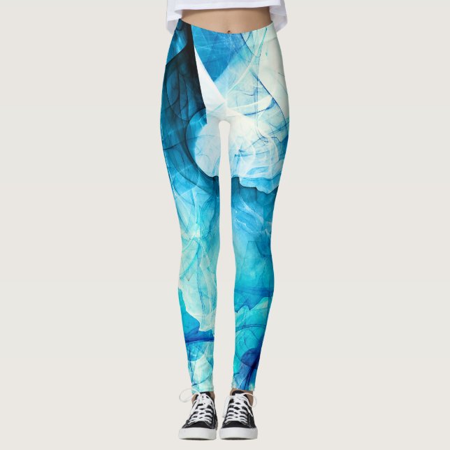 Legging Abstrato azul: composição fractal. (Frente)