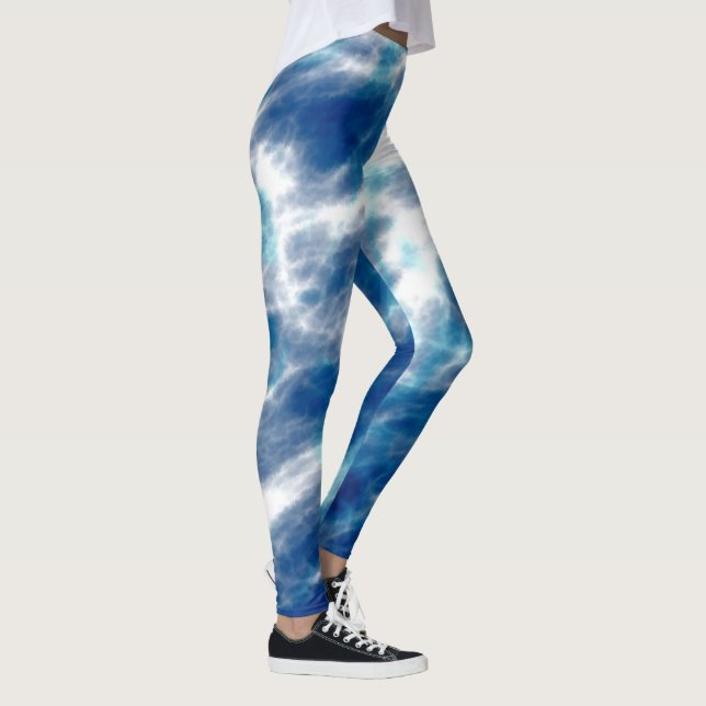 Legging Abstrato azul e branco (Direita)