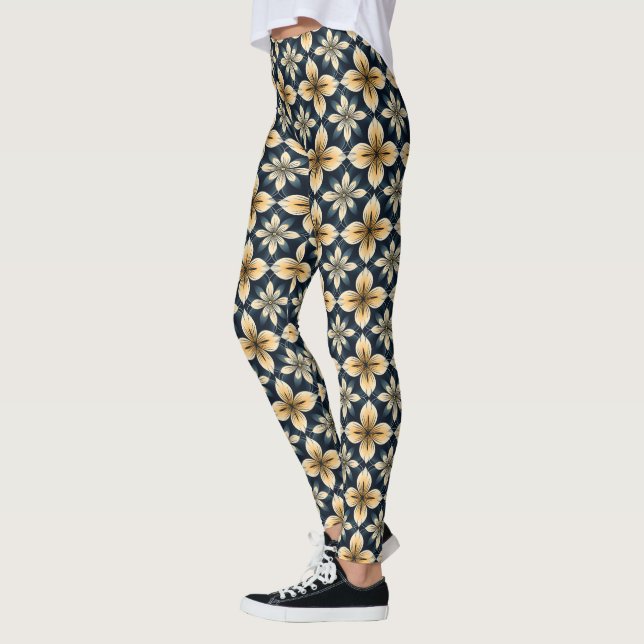 Legging Abstrato Azul E Dourado (Esquerda)