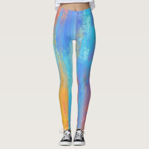 Legging Abstrato Azul e Laranja