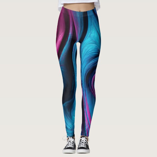 Legging Abstrato-Azul e Rosa Modernos- (Frente)