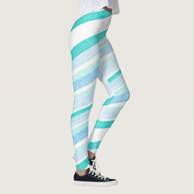 Legging Abstrato Azul e Teal Strike (Direita)