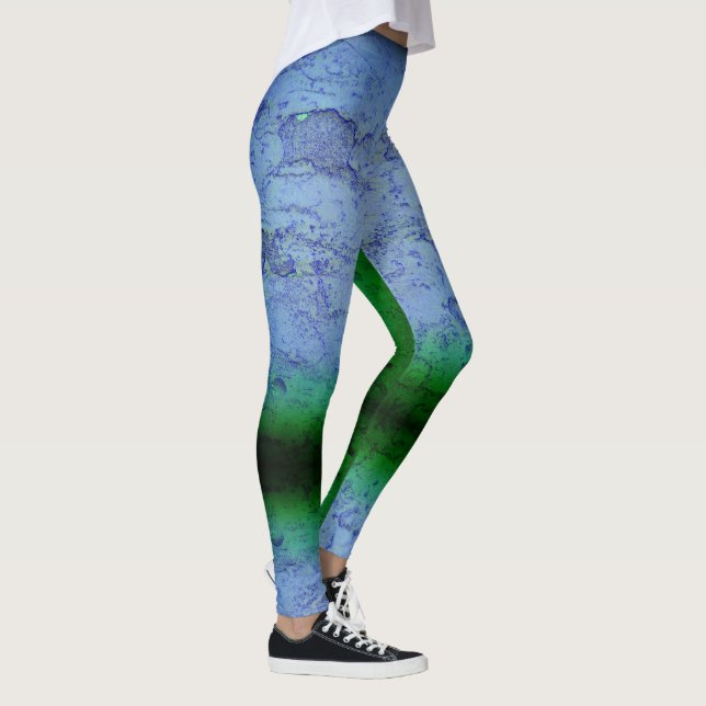 Legging Abstrato Azul e Verdes (Direita)