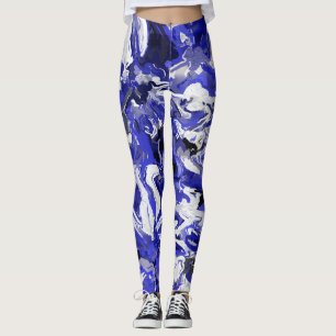 Legging Abstrato Azul, Preto e Branco