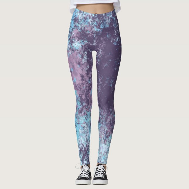 Legging Abstrato azul rosa e púrpura (Frente)