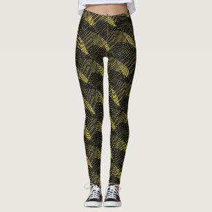 Legging Abstrato Black Lines Modern Yellow
