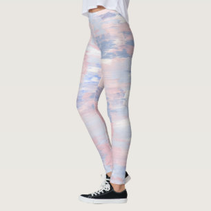 Legging Abstrato Blush e Traços de Tinta Azul