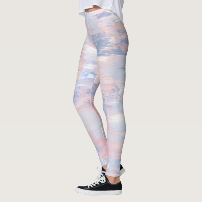 Legging Abstrato Blush e Traços de Tinta Azul (Esquerda)