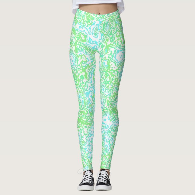 Legging Abstrato Boho Marble brilhante Colorido Trippy (Frente)