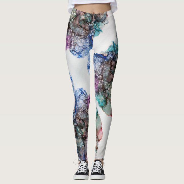 Legging Abstrato Bolhas coloridas tinta a álcool (Frente)