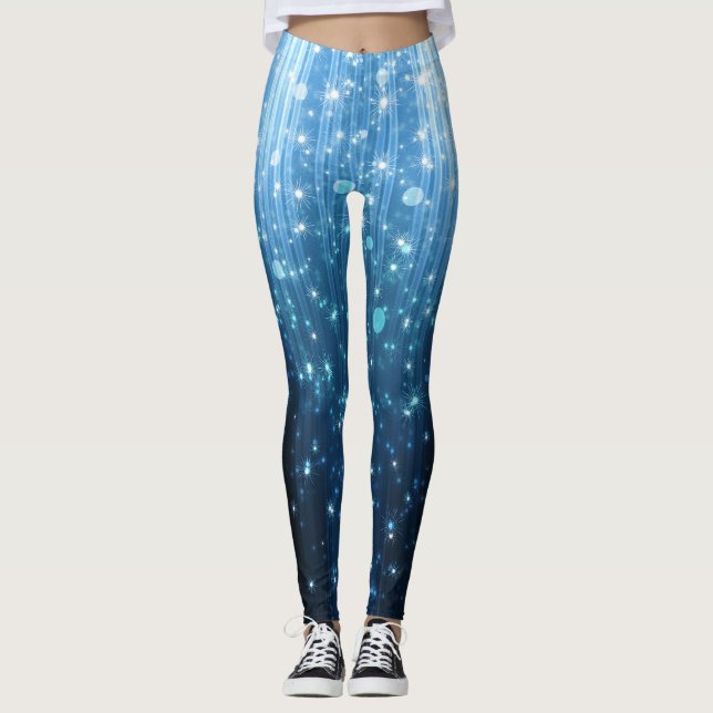 Legging Abstrato brilhante: Arte de fundo iluminada. (Frente)