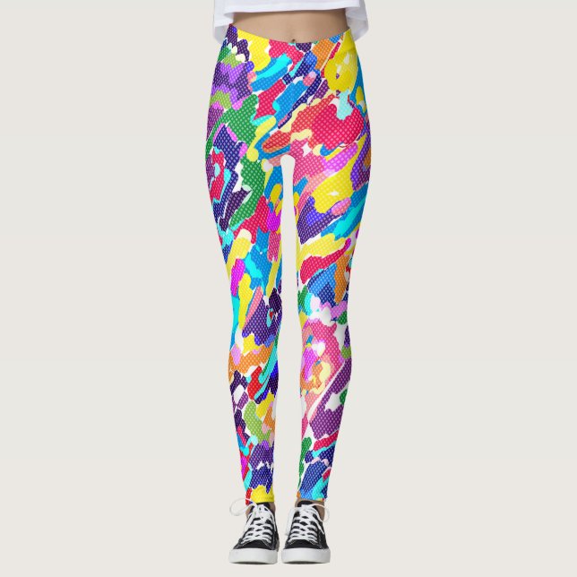 Legging Abstrato brilhante multicolorido (Frente)
