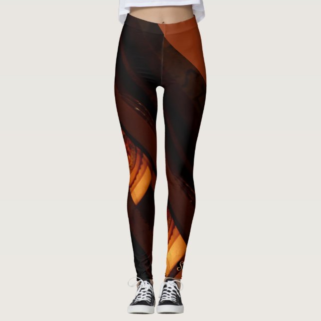 Legging Abstrato Brown, Rust, Dourado com o nome Fashion (Frente)