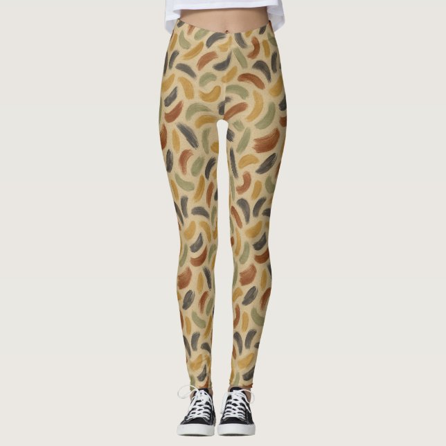 Legging Abstrato Brushstrokes em Tonturas Terrestres (Frente)