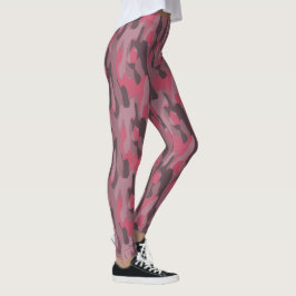 Legging abstrato Camo rosa e mauve