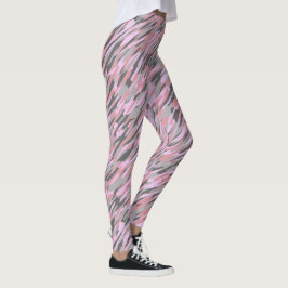 Legging abstrato camuflado verde rosa e cinza