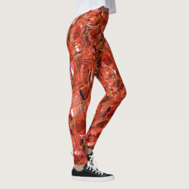 Legging Abstrato claro vermelho com manchas e estilo torto