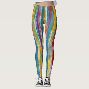 Legging Abstrato colorido: Linhas de pintura de óleo digit