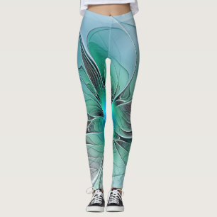Legging Abstrato Com Arte Fractal Azul E Moderna