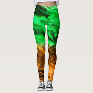 Legging Abstrato com manchas indefinidas em verde laranja