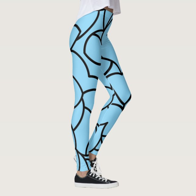 Legging Abstrato com Preto e Azul Misturados (Direita)