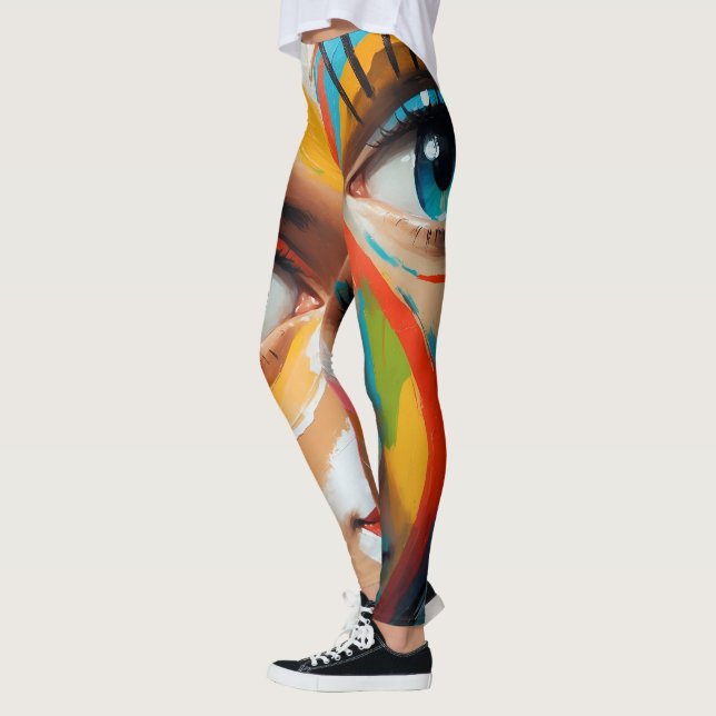 Legging Abstrato com rosto pintado colorido (Esquerda)
