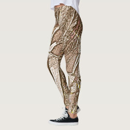 Legging abstrato contemporâneo de grandes tons de marrom