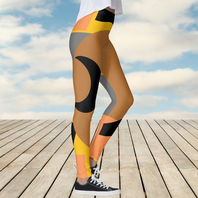 Legging Abstrato cor de laranja amarelo escuro (Bold Yellow Orange Colorful Abstract Leggings)