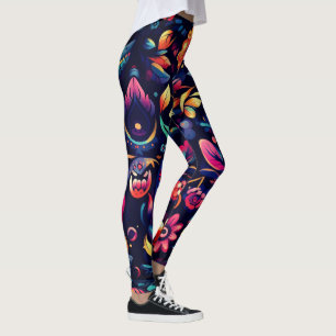 Legging Abstrato cor-de-rosa amarelo-alaranjado colorido