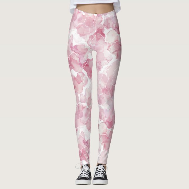Legging Abstrato cor-de-rosa branco (Frente)