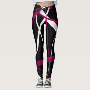 Legging Abstrato cor-de-rosa sem costura e linhas brancas