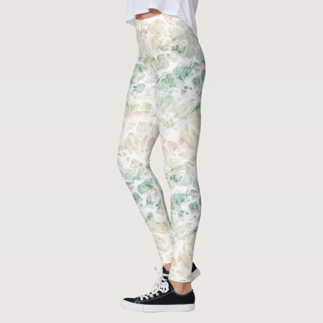 Legging Abstrato Creme Verde Oceano (Esquerda)