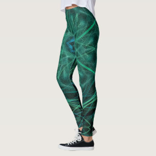 Legging Abstrato da cerceta e do preto por todo o lado em