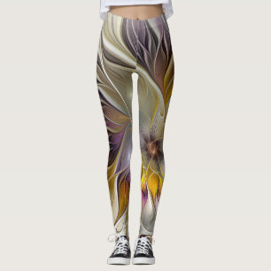 Legging Abstrato da Fantasia Colorida Flor Moderno Fractal