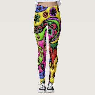 Legging Abstrato da pintura do gotejamento do doodle dos
