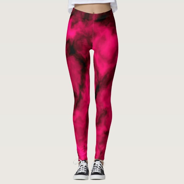 Legging Abstrato das Nuvens de Fuchsia (Frente)
