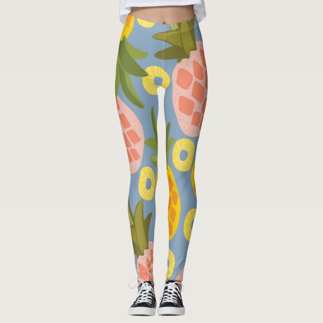 Legging Abstrato de abacaxi natural: Bela vindima. (Frente)