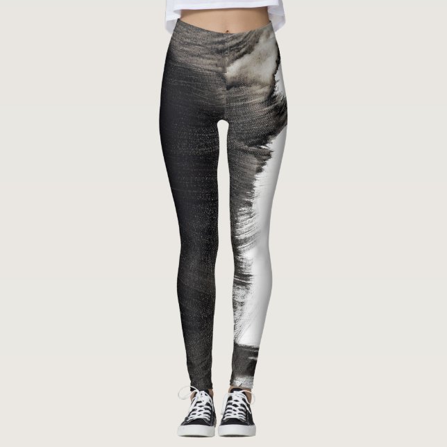 Legging Abstrato de abertura preto-e-branco III (Frente)