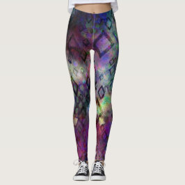 Legging Abstrato de aquarela colorido com diamantes