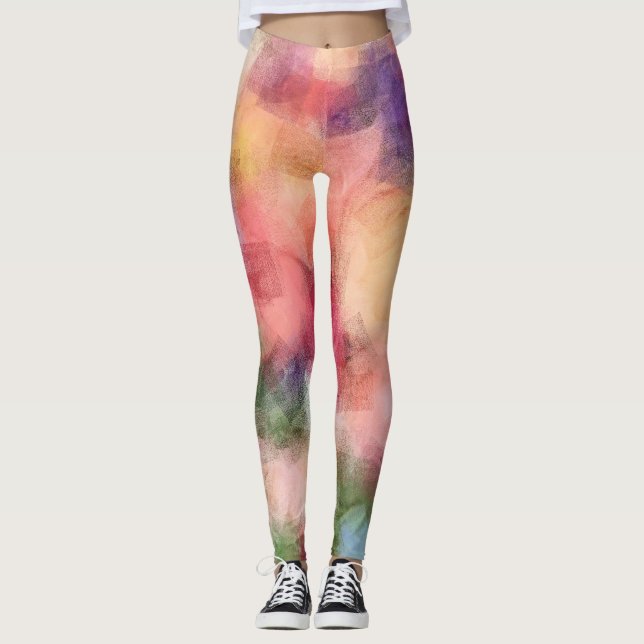 Legging Abstrato de Arte Moderna Colorida Elegante (Frente)