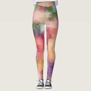 Legging Abstrato de Arte Moderna Elegante Colorida