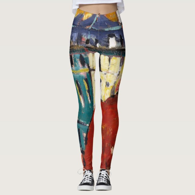 Legging Abstrato de Arte Moderna Expressionista Feminina C (Frente)