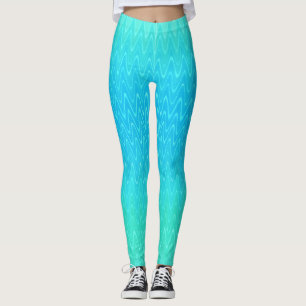 Legging Abstrato de Arte Pastel Turquesa Azul