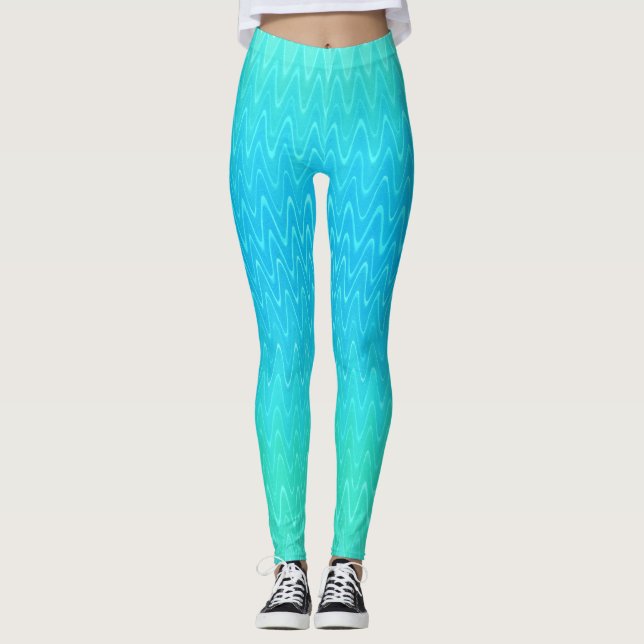 Legging Abstrato de Arte Pastel Turquesa Azul (Frente)
