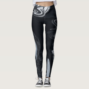 Legging Abstrato de Arte Preta E Branca Melhor arte abstr