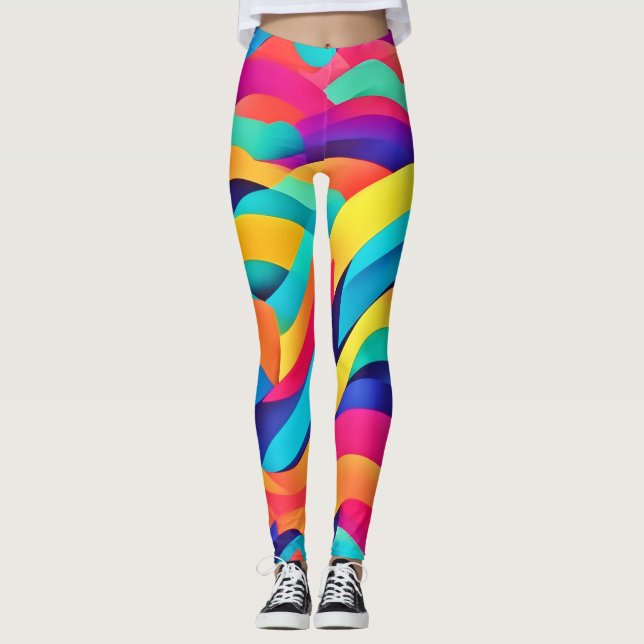 Legging Abstrato de Arte Vibrante (Frente)