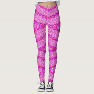 Legging Abstrato de Coração Lilática Cor-de-Rosa Moderna B